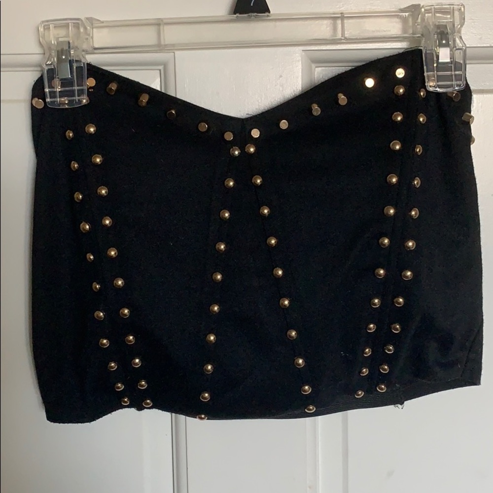 Gold studded strapless crop top
